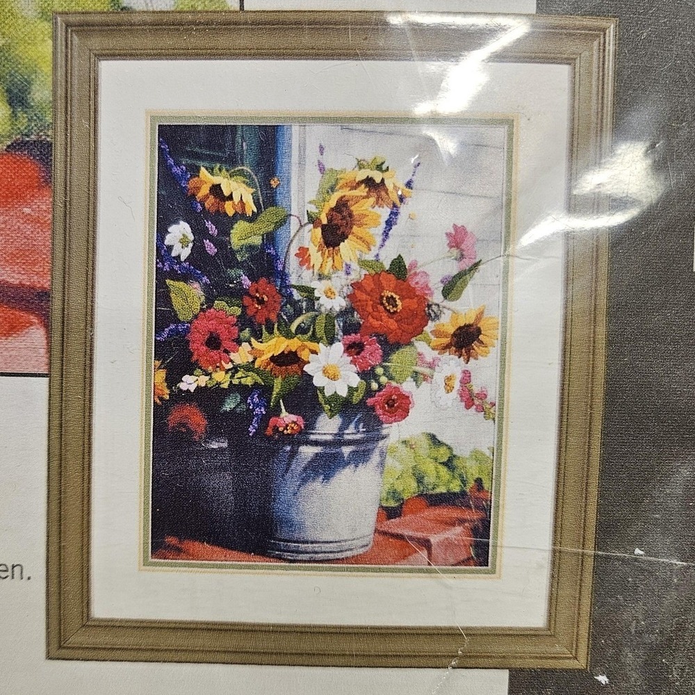 Dimensions Bucket Of Flowers Crewel‎ Embroidery Kit 11x14 Floral Needlecraft